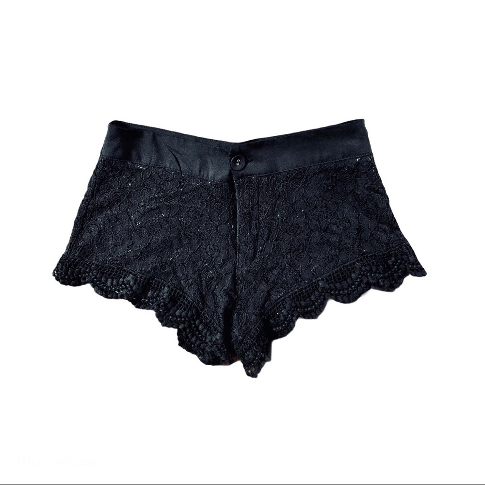 laced black shorts